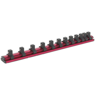 Durable 3/8 Inch Square Drive Bit Holder with 12 Socket Capacity and Magnetic Storage Rail