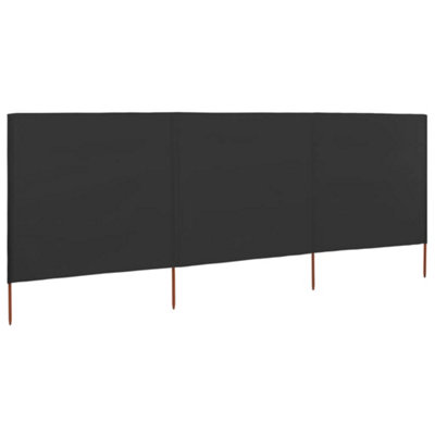 Durable 3-panel Wind Screen Fabric 400x80 cm Anthracite