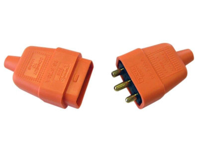 Durable 3 Pin Rubber Connector Plug 10A - Bright Orange for Safe Electrical Connections