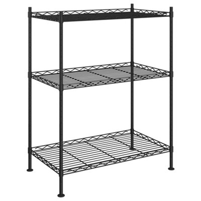 Durable 3-Tier Storage Rack 60x35x76 cm Black 150 kg