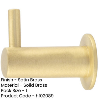 Durable 37mm Satin Brass Cupboard Hook for Stylish Organization - Wall Mounted Clothing Hook