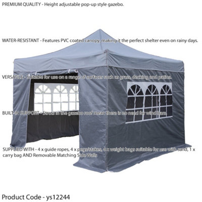 Durable 3x3m Grey Pop-Up Gazebo with Waterproof Side Walls for