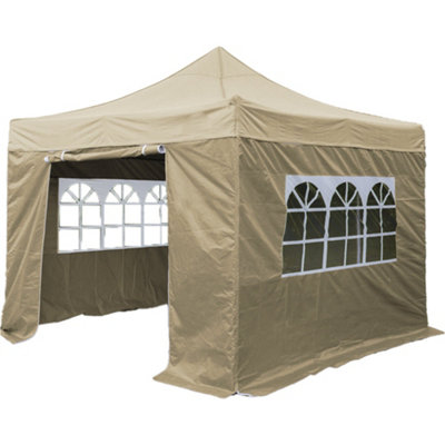 Durable 3x4.5m Pop Up Gazebo with Waterproof Side Walls Beige Outdoor Pavilion Tent