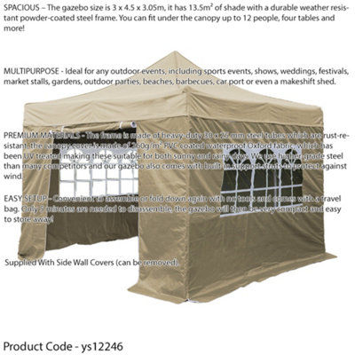 Durable Pop-Up Gazebo with Waterproof Side Walls Beige