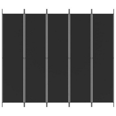 Durable 5-Panel Room Divider Black 250x220 cm Fabric