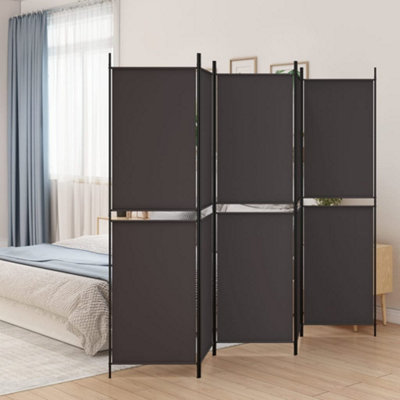 Durable 5-Panel Room Divider Brown 250x200 cm Fabric