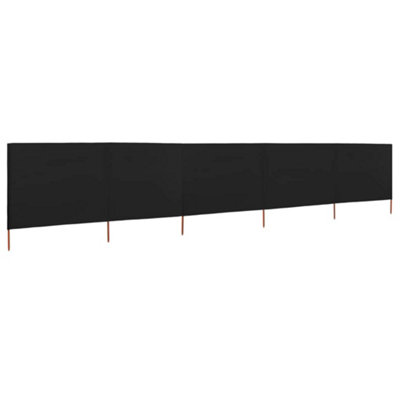 Durable 5-panel Wind Screen Fabric 600x120 cm Black