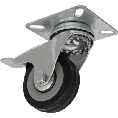 Durable 50mm Swivel Plate Castor Wheel with Brake and 18mm Rubber Tread