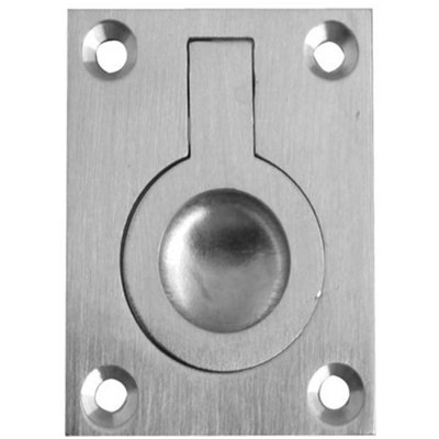 Durable 50x63mm Satin Chrome Flush Rings for Carpentry Projects - Recessed Door Handle
