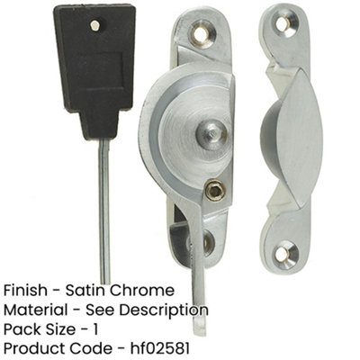 Durable 65mm Satin Chrome Narrow Locking Fasteners for Secure Applications - Window Fastener