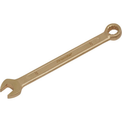 Durable 8mm Non-Sparking Combination Spanner with Open-End and WallDrive Ring