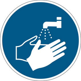 Durable Adhesive ISO "Wash Your Hands" Sign Safety Floor Sticker - 43cm