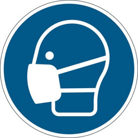 Durable Adhesive ISO "Wear Face Mask" Sign Safety Floor Sticker - 43cm