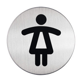 Durable Adhesive Ladies WC Symbol Bathroom Toilet Sign - Stainless Steel - 83mm