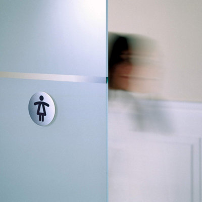 Durable Adhesive Ladies WC Symbol Bathroom Toilet Sign - Stainless Steel - 83mm