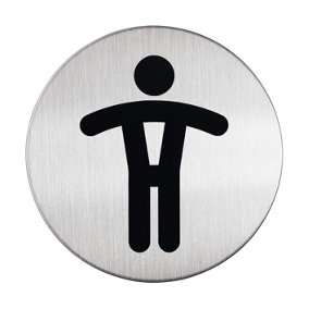 Durable Adhesive Men's WC Symbol Bathroom Toilet Sign - Stainless Steel - 83mm
