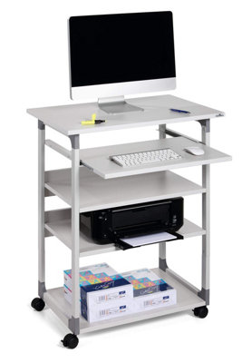 Durable Adjustable Mobile PC Computer Desk Workstation Trolley on ...