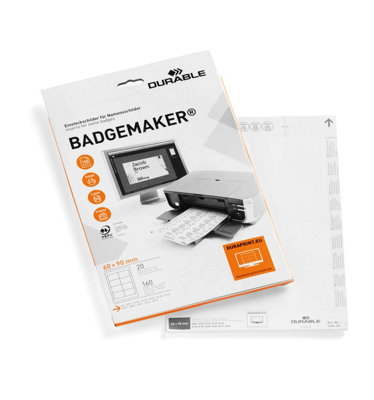Durable BADGEMAKER Inserts 60 x 90 mm Pack of 160 Inserts Printable ...