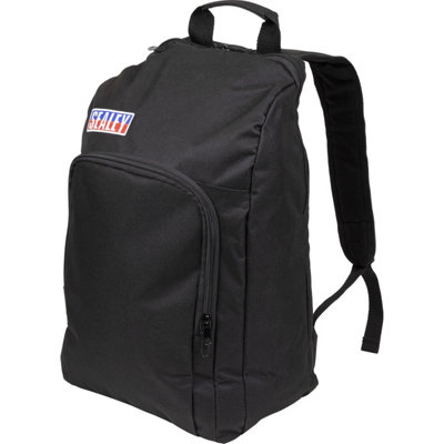 Durable Black Work Backpack with Adjustable Straps and Two Zipped Pockets