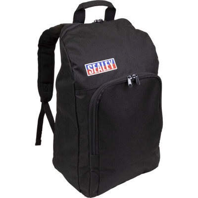 Durable Black Work Backpack with Adjustable Straps and Two Zipped Pockets