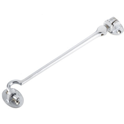 Durable Brass Cabin Hook 205mm in Satin Chrome Finish - Hook & Eye Arm Lock