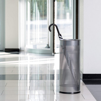 Durable Brushed Stainless Steel Umbrella Stand - 29 Litre Silver