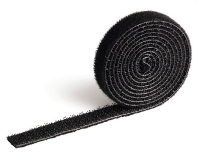 Durable CAVOLINE Hook and Loop Tape Cable Straps Roll Ties - 100 x 1cm Black