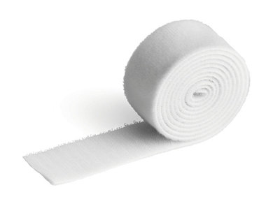 Durable CAVOLINE Hook and Loop Tape Cable Straps Tidy Roll Ties - 1m x 3cm White