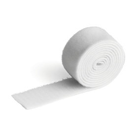 Durable CAVOLINE Hook and Loop Tape Cable Straps Tidy Roll Ties - 1m x 3cm White
