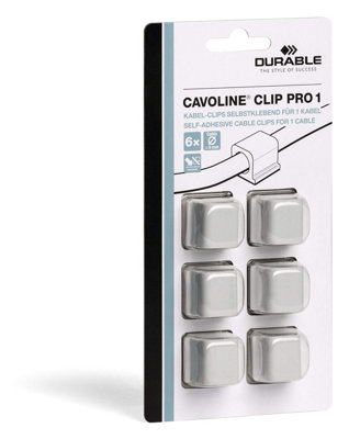 Durable CAVOLINE PRO Cable Management Desk Tidy Clips - 6 Pack - Grey