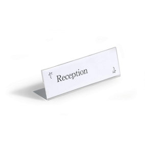 Durable Clear Acrylic Table Place Name Holders and Inserts - 10 Pack - 61x210mm