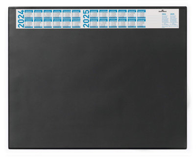 Durable Clear Overlay Calander PC Desk Pad Protector Mat - 65x52 cm - Black
