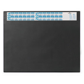 Durable Clear Overlay Calander PC Desk Pad Protector Mat - 65x52 cm - Black