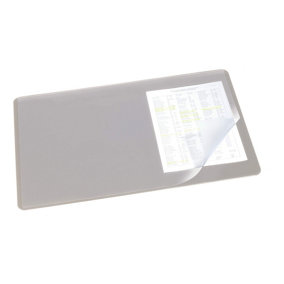 Durable Clear Overlay Non-Slip Desk Mat Notes Protector Pad - 53x40 cm - Grey