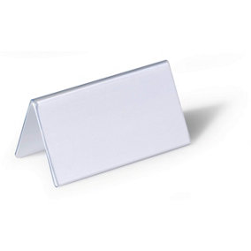 Durable Clear Plastic Table Place Name Holders and Inserts - 25 Pack - 52x100mm