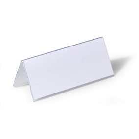 Durable Clear Plastic Table Place Name Holders and Inserts - 25 Pack - 61x150mm