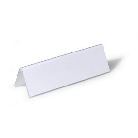 Durable Clear Plastic Table Place Name Holders and Inserts - 25 Pack - 61x210mm