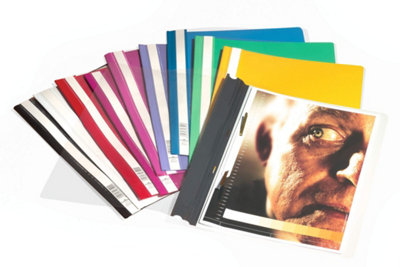 Durable Clear View Project Folder Document Report File - 50 Pack - A4+ Blue