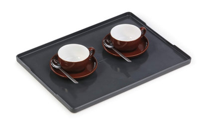 Durable COFFEE POINT Food-Safe Tea Serving Tray Compact for Draws - Grey