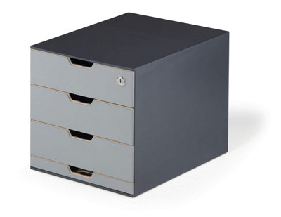 Durable COFFEE POINT Modular Lockable Storage Box 4 Drawer Organiser - Grey