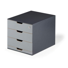 Durable COFFEE POINT Modular Lockable Storage Box 4 Drawer Organiser - Grey