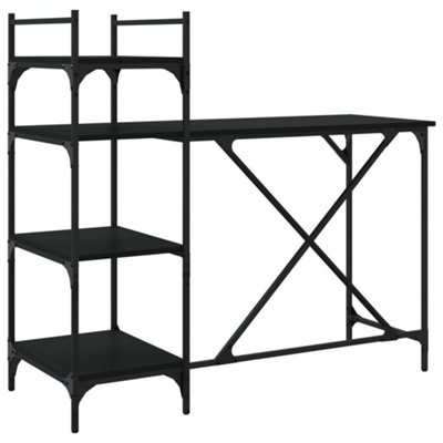 Durable Computer Desk with Shelves Black 120x47x109 cm