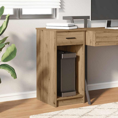 Durable Computer Tower Stand with Drawer Artisan Oak 35x45x77 cm