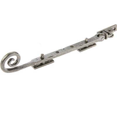 Durable Curly Tail Casement Stays in Pewter Finish - 245x15x6mm - Window Peg Bar