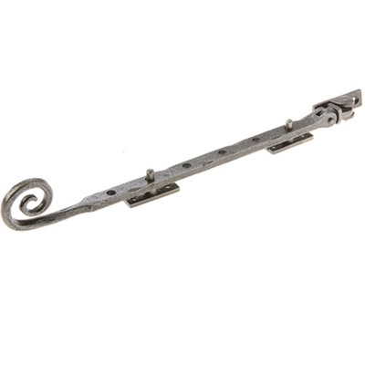 Durable Curly Tail Casement Stays in Pewter Finish - 305x15x6mm - Window Peg Bar