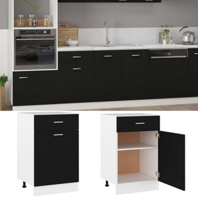 Durable Drawer Bottom Cabinet Black 50x46x81.5 cm Engineered Wood