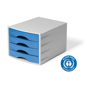 Durable Drawer Box ECO Blue, Eco-Friendly Desktop Organiser, 4 Draws