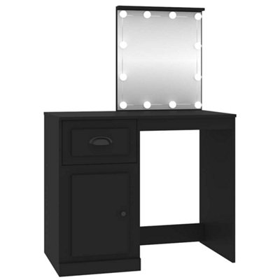 Durable Dressing Table with LED Black 90x50x132.5 cm Engineered Wood