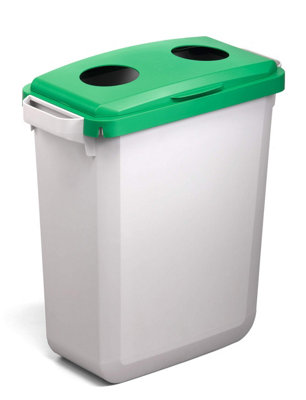 Durable DURABIN 60L Hinged Bin Lid with Two Holes for Cans/Bottles - Green