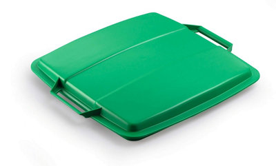 Durable DURABIN 90L Square Recycling Bin Lid - Food & Freezer Safe - Green